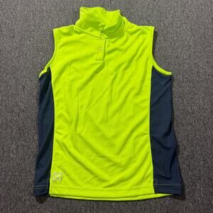 Vintage Y2k Lime Green Navy Sleeveless Golf Polo Athletic Tank Top Youth XL